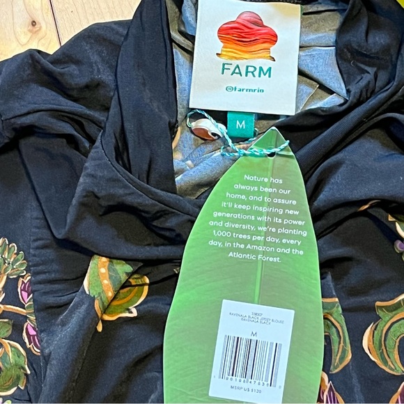 NWT Farm Rio Black Ravenala Jersey Blouse medium - Picture 4 of 9